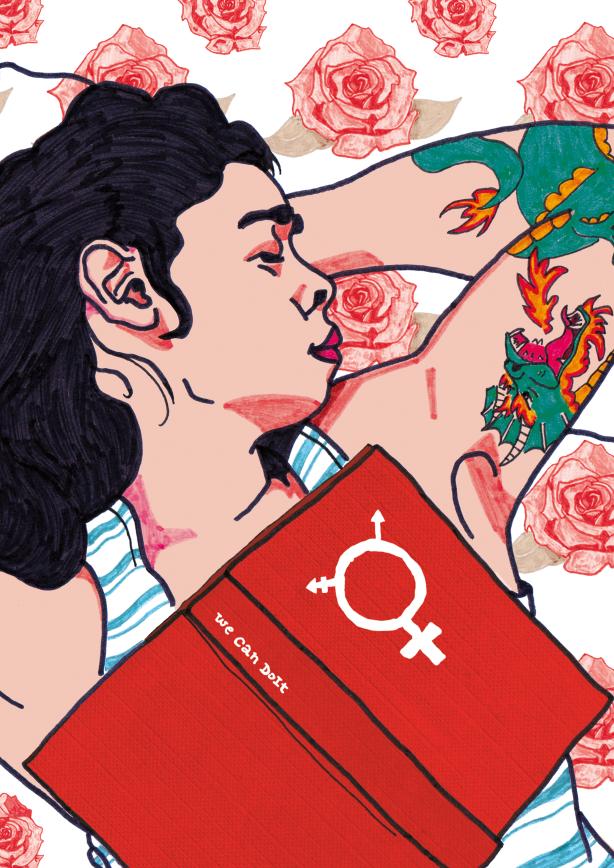 Autora de la imatge: Esther Aguilà, obra presentada al concurs d'imatges per un Sant Jordi No Sexista de 2017.