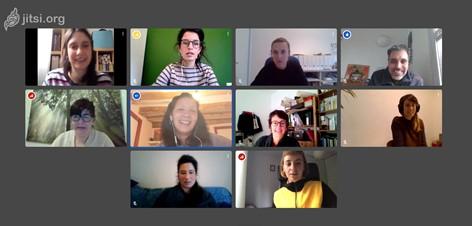 Captura de pantalla de la videoconferència amb les diferents entitats participants de la reunió virtual