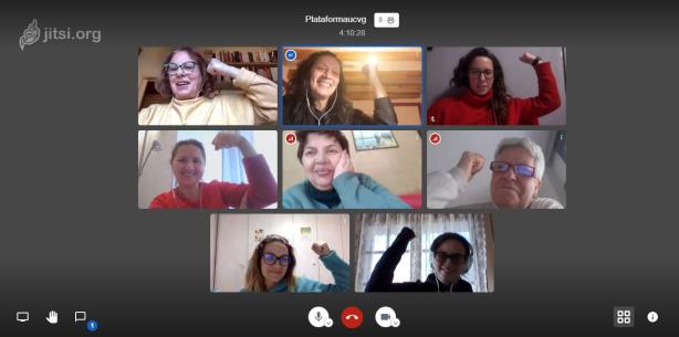 Captura de pantalla de la videoconferència amb les voluntàries
