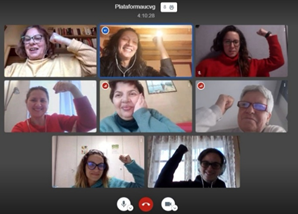 Captura de pantalla de la videoconferència amb les voluntàries