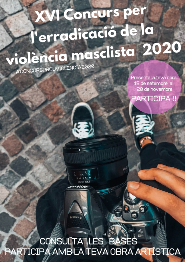 Cartell del concurs, es veu una persona manipulant una càmera i un terra empedrat