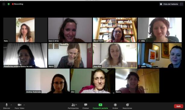 Captura de pantalla d'una de les formacions online, a través d'una aplicació de videotrucades en grup