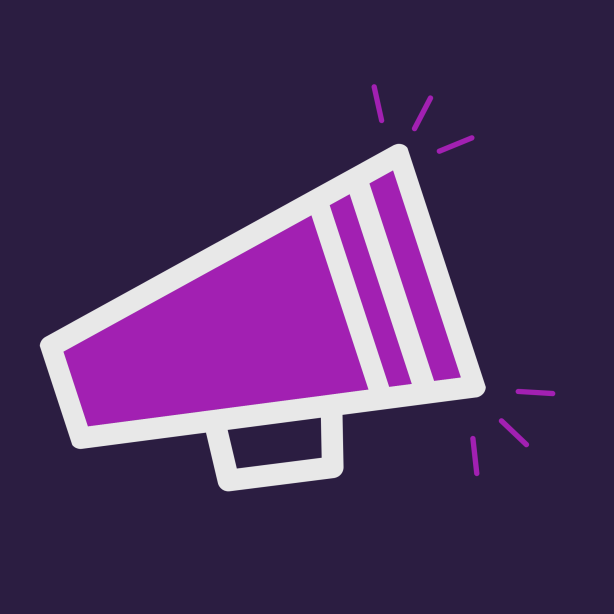 Imatge d'un megàfon violeta