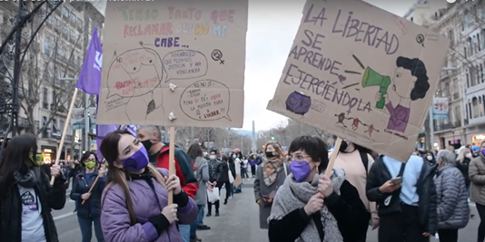 Imatge de la concentració estàtica de Barceona el 8 de març de 2021