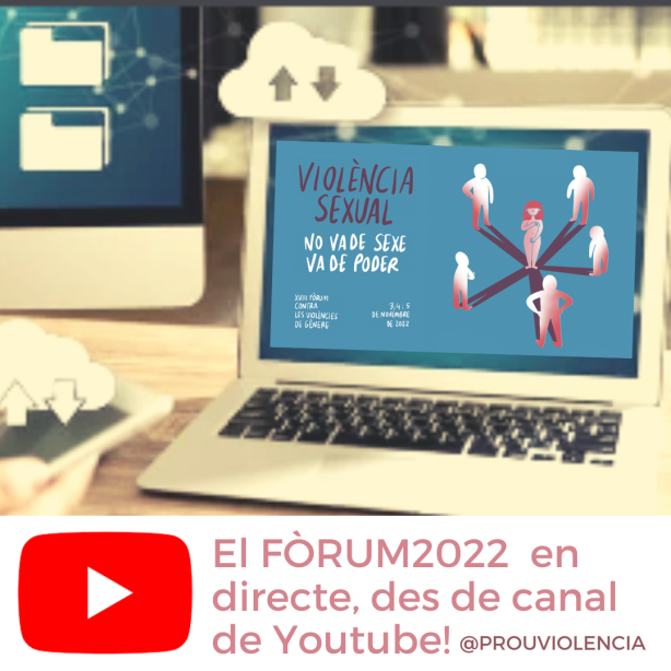 imatge amb ordinador i cartell del fòrum