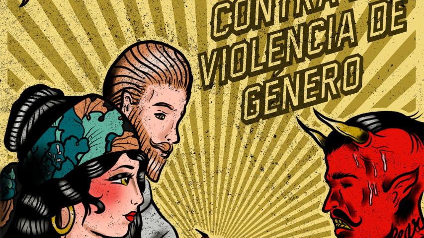 3r Premi 1: Arnau Lahoz, alumne de l'INS Esteve Terrades de Cornellà de Ll. i alumnes de CFGS Arts Gràfiques amb el seu pòster : "Pulso a la violència".